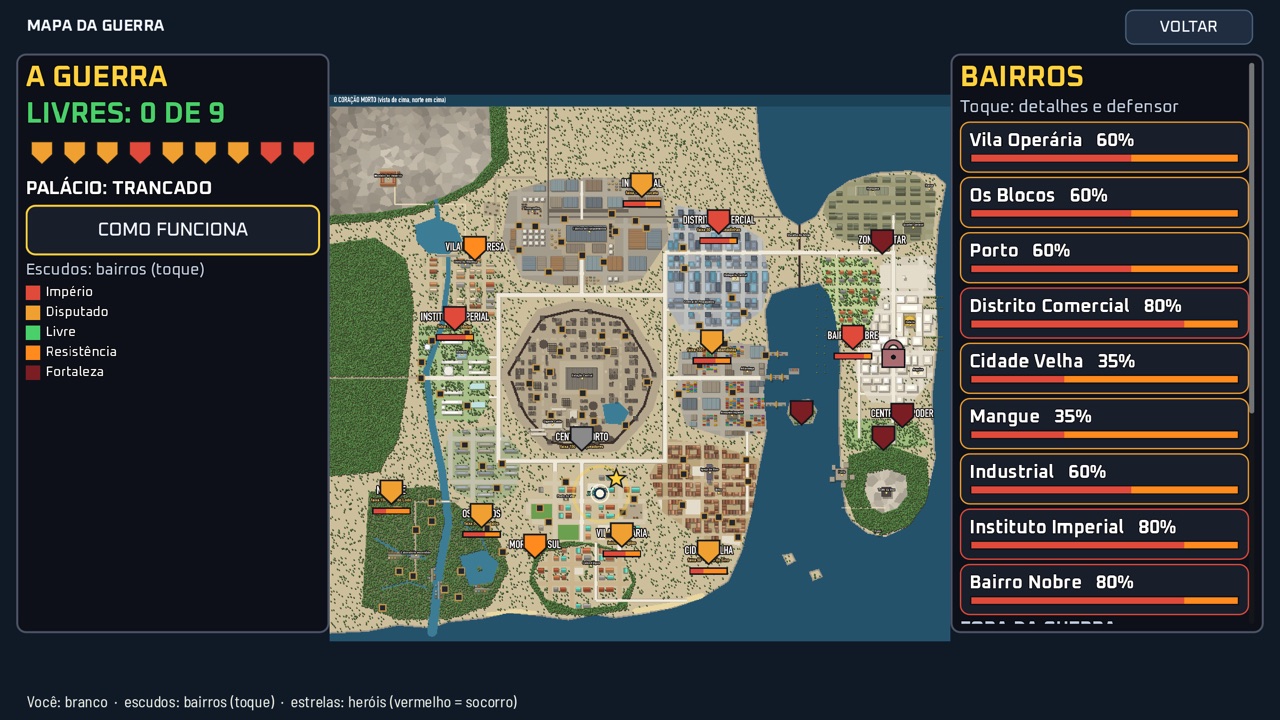 Mapa da guerra com os bairros da cidade